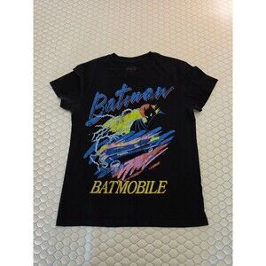 Batman Batmobile Graphic Tee Mens M Black Vintage Style DC